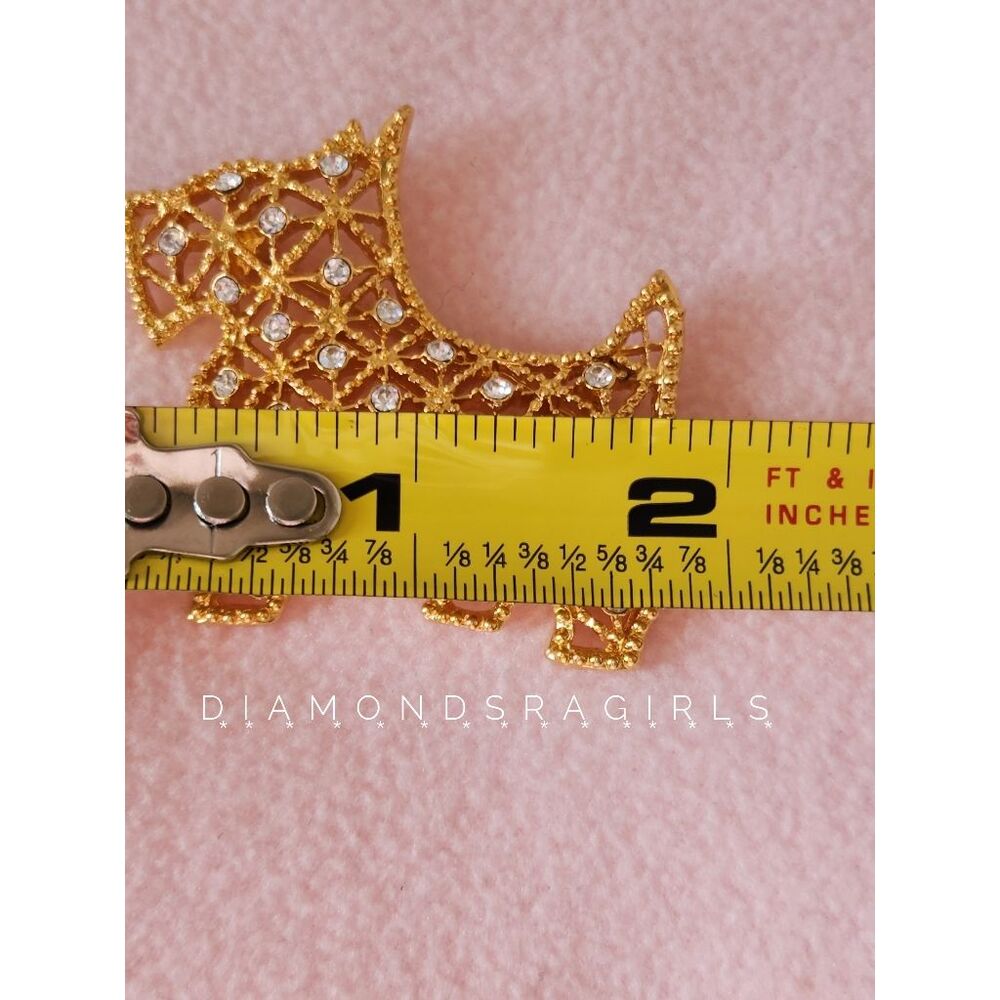Westie West Highland or Scottish Terrier Brooch Pin Gold & Crystals - Picture 6 of 14